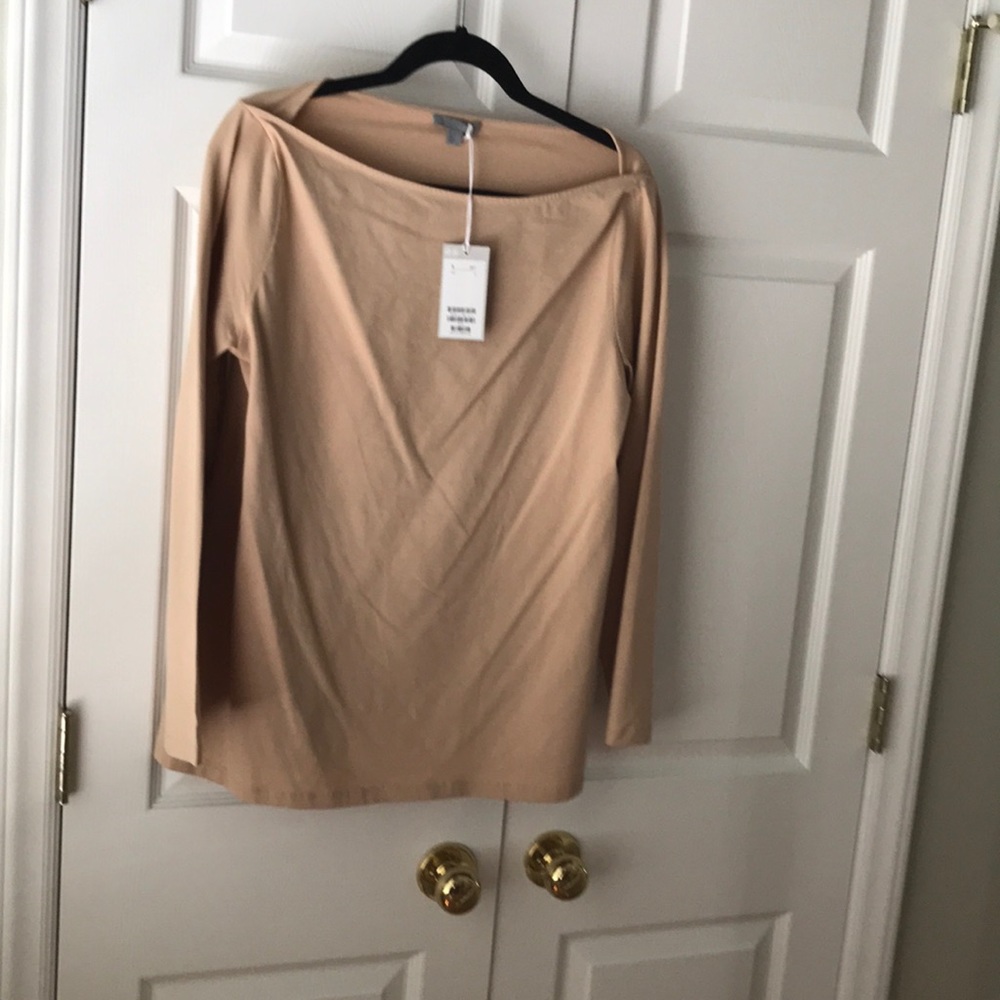 NWT COS boat neck tan knit top size large
